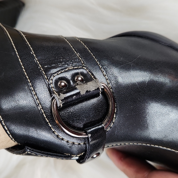 Merona, Women's Black Stick in heels with white top stitch and silver ha… - Picture 9 of 11